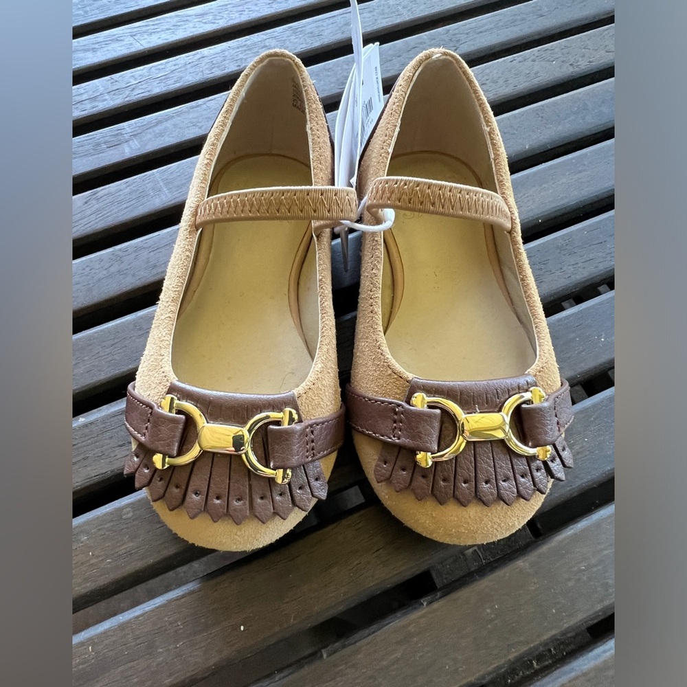 Janie and Jack Bridle Bit Tan Girls Dress Shoes. Size 6 New with Tags!